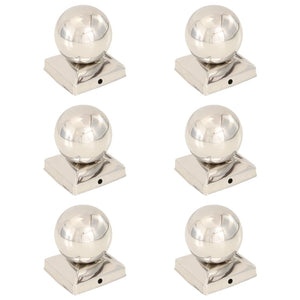 vidaXL Post Caps 6 pcs. Ball Shape Stainless Steel 81 x 81 mm
