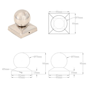 vidaXL Post Caps 6 pcs. Ball Shape Stainless Steel 81 x 81 mm