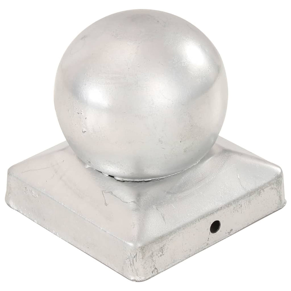 vidaXL Post Caps 6 pcs. Ball Shape Galvanized Metal 91 x 91 mm