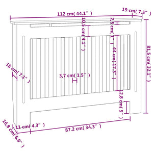 vidaXL Radiator Cover Grey 112x19x81.5 cm Engineered Wood