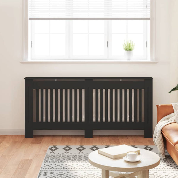 vidaXL Radiator Cover Black 172x19x81.5 cm Engineered Wood