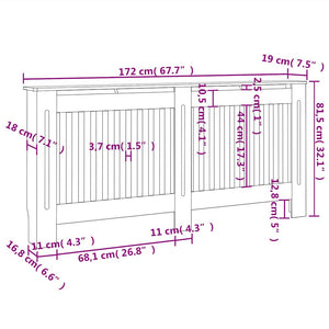vidaXL Radiator Cover Black 172x19x81.5 cm Engineered Wood