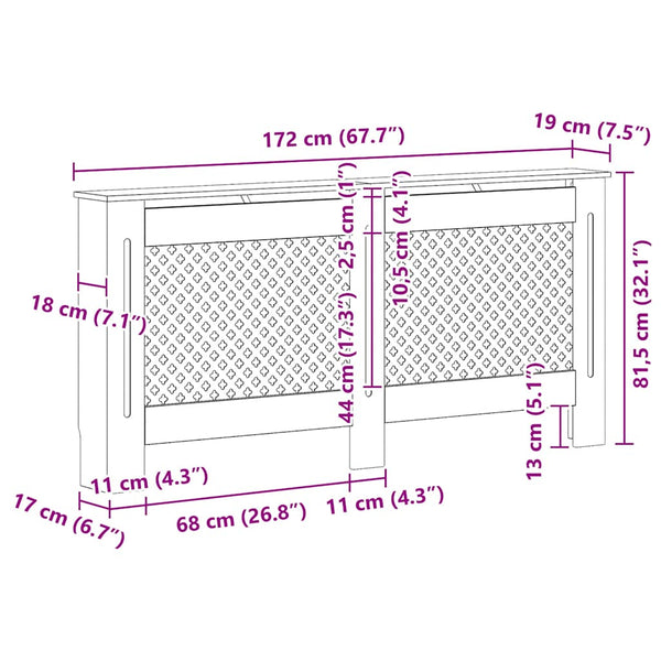 vidaXL Radiator Cover 172x19x81.5 cm MDF