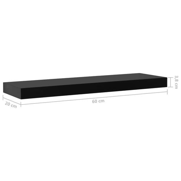 vidaXL Floating Shelves 2 pcs Black 60 x 20 x 3.8 cm