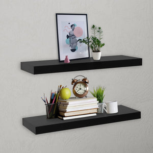 vidaXL Floating Shelves 2 pcs Black 60 x 20 x 3.8 cm