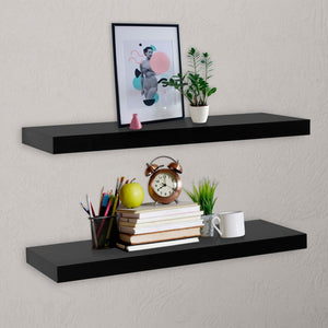 vidaXL Floating Shelves 2 pcs Black 100x20x3.8 cm