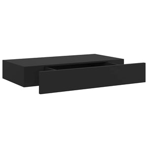 vidaXL Floating Shelf with Drawer Black 48x25x8 cm