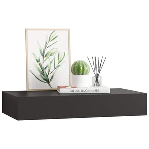 vidaXL Floating Shelf with Drawer Black 48x25x8 cm
