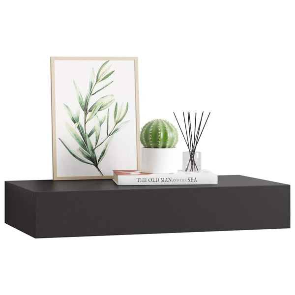 vidaXL Floating Shelf with Drawer Black 48x25x8 cm