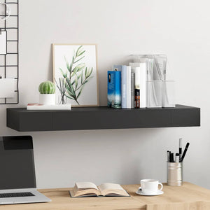 vidaXL Floating Shelf with Drawer Black 80x25x8 cm