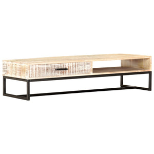 vidaXL Coffee Table White 117 x 50 x 30 cm Solid Acacia Wood