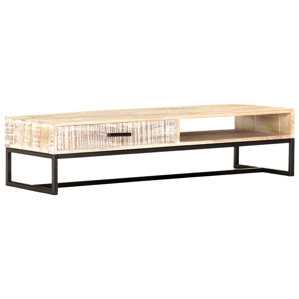 vidaXL Coffee Table White 117 x 50 x 30 cm Solid Acacia Wood
