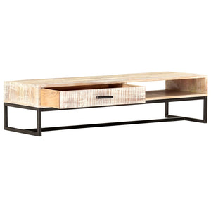 vidaXL Coffee Table White 117 x 50 x 30 cm Solid Acacia Wood