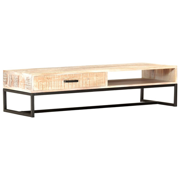 vidaXL Coffee Table White 117 x 50 x 30 cm Solid Acacia Wood