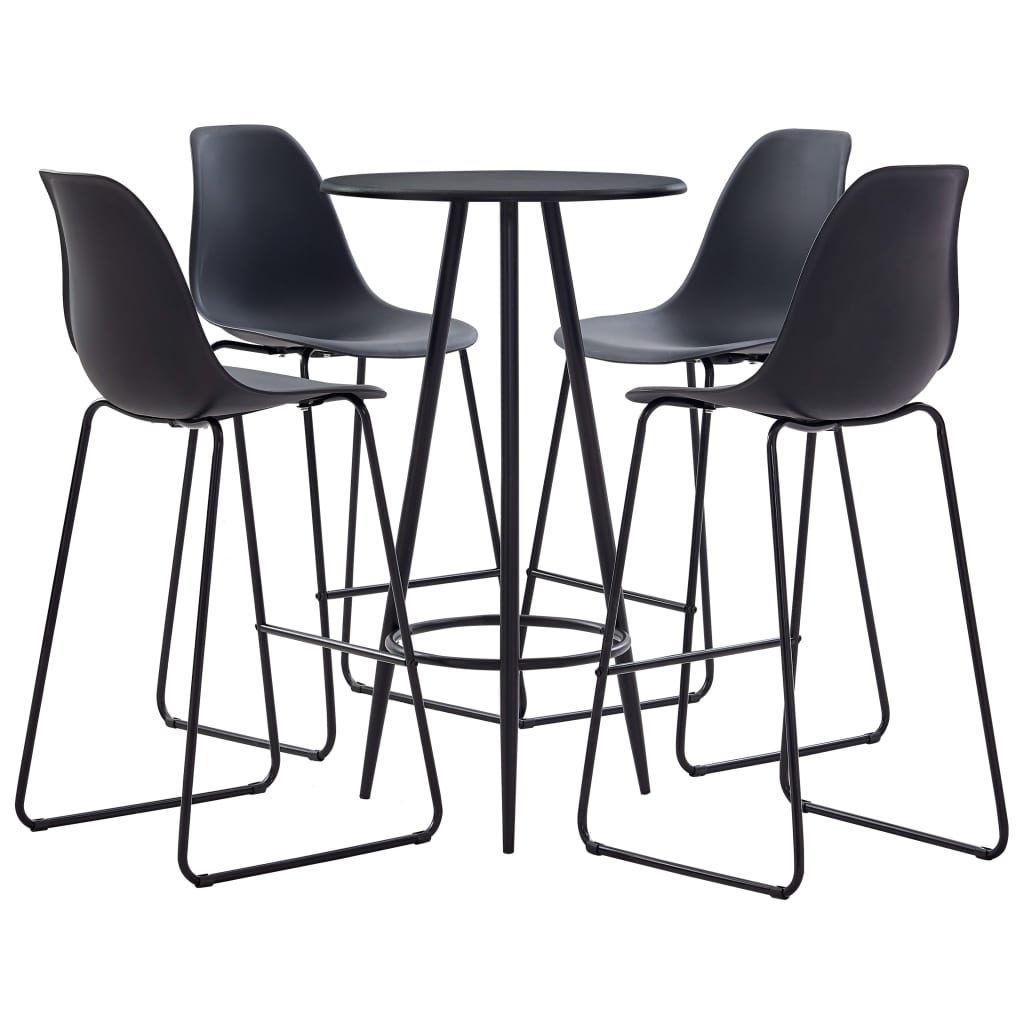 vidaXL 5-Piece Bar Set Plastic Black