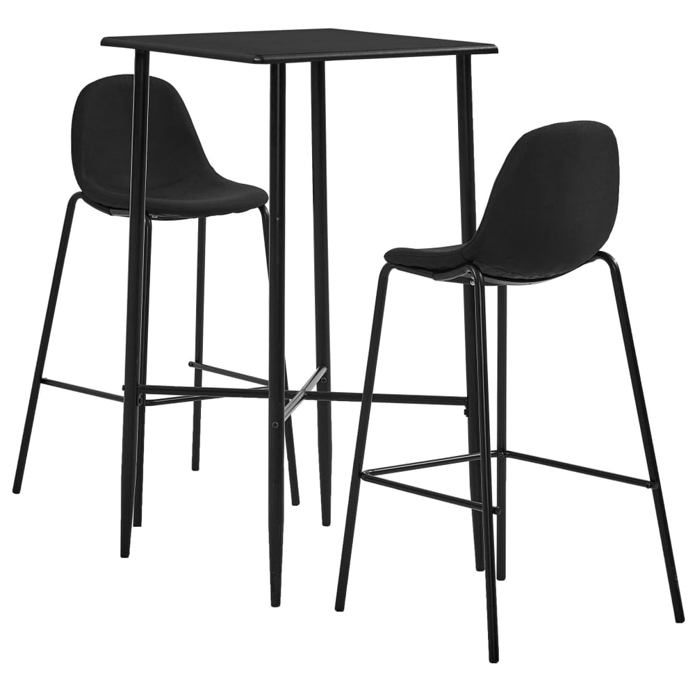 vidaXL 3-Piece Bar Set Fabric Black