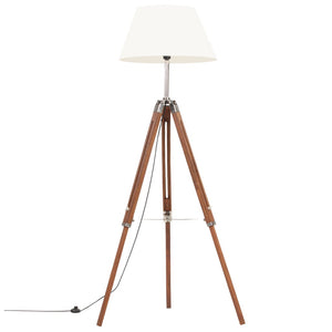 vidaXL Tripod Floor Lamp Honey Brown and White Solid Teak 141 cm