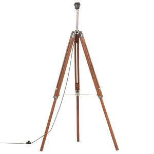 vidaXL Tripod Floor Lamp Honey Brown and White Solid Teak 141 cm