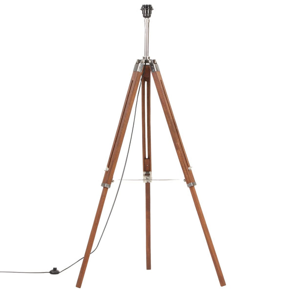 vidaXL Tripod Floor Lamp Honey Brown and White Solid Teak 141 cm