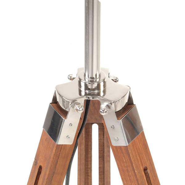 vidaXL Tripod Floor Lamp Honey Brown and White Solid Teak 141 cm