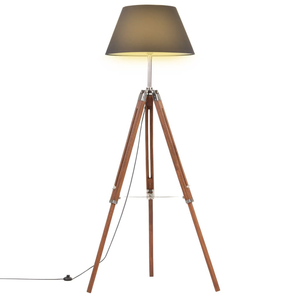 vidaXL Tripod Floor Lamp Honey Brown and Black Solid Teak Wood 141 cm