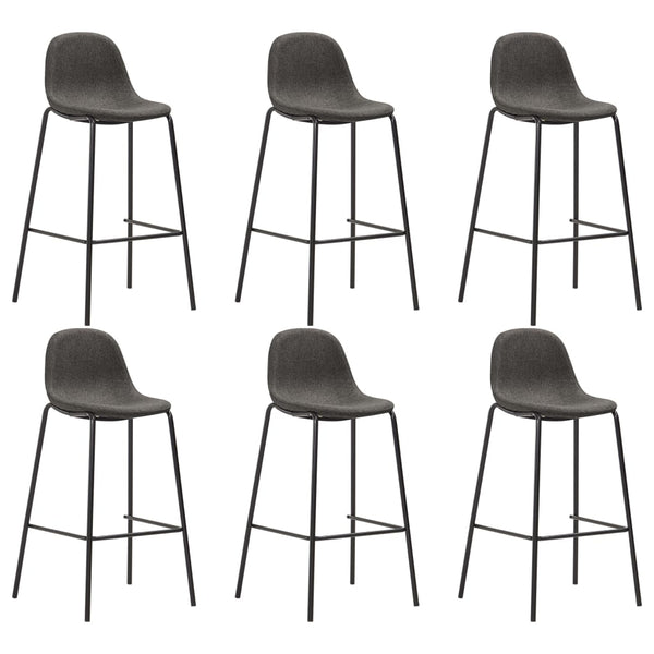 vidaXL Bar Stools 6 pcs Dark Grey Fabric