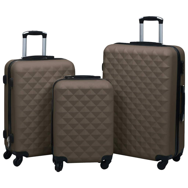 vidaXL Hardside Trolley Set 3 pcs Brown ABS