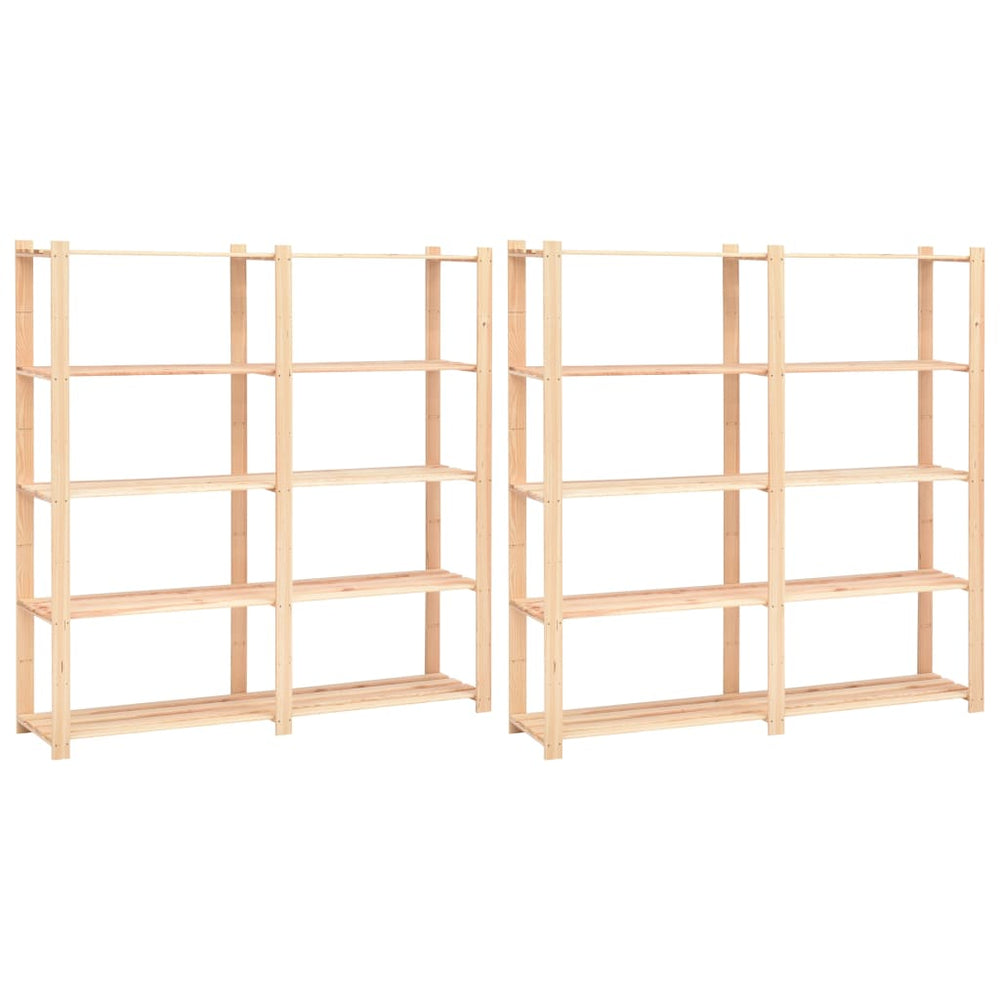 vidaXL Storage Racks 5 Tiers 2 pcs 170x38x170cm Solid Pine Wood 500kg
