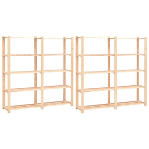 vidaXL Storage Racks 5 Tiers 2 pcs 170x38x170cm Solid Pine Wood 500kg