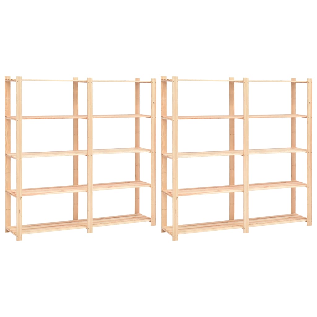 vidaXL Storage Racks 5 Tiers 2 pcs 170x38x170cm Solid Pine Wood 500kg