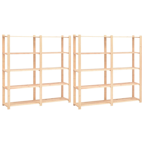 vidaXL Storage Racks 5 Tiers 2 pcs 170x38x170cm Solid Pine Wood 500kg