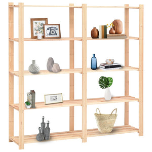 vidaXL Storage Racks 5 Tiers 2 pcs 170x38x170cm Solid Pine Wood 500kg