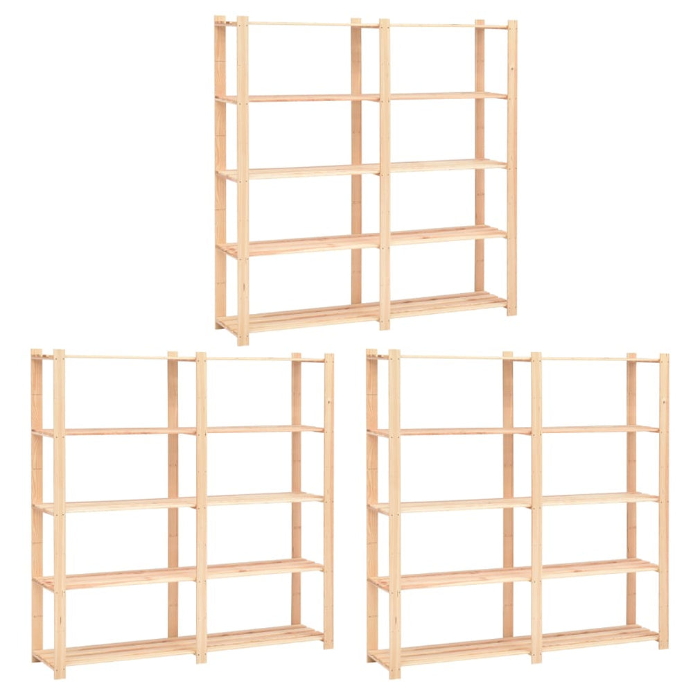 vidaXL Storage Racks 5 Shelves 3 pcs 170x38x170cm Solid Pine Wood 500kg