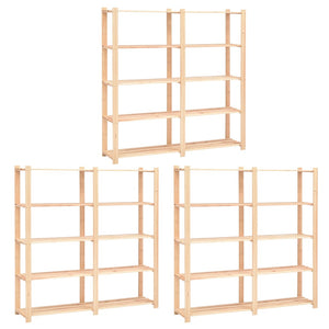 vidaXL Storage Racks 5 Shelves 3 pcs 170x38x170cm Solid Pine Wood 500kg