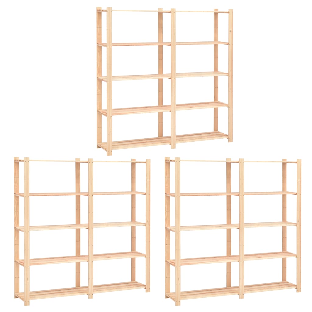 vidaXL Storage Racks 5 Shelves 3 pcs 170x38x170cm Solid Pine Wood 500kg