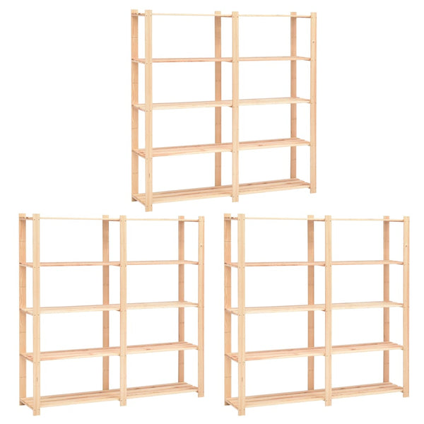 vidaXL Storage Racks 5 Shelves 3 pcs 170x38x170cm Solid Pine Wood 500kg