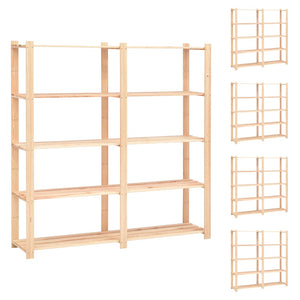 vidaXL Storage Shelving Units 5 Tiers 5 pcs 170x38x170cm Solid Pine Wood 500kg