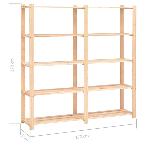 vidaXL Storage Shelving Units 5 Tiers 5 pcs 170x38x170cm Solid Pine Wood 500kg