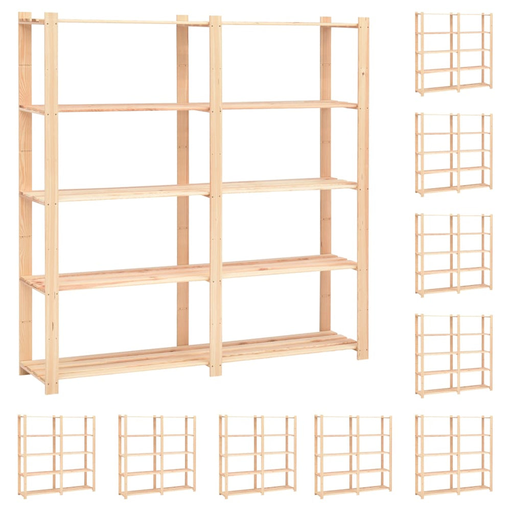 vidaXL Storage Racks 5 Shelves 10 pcs 170x38x170cm Solid Pine Wood 500kg