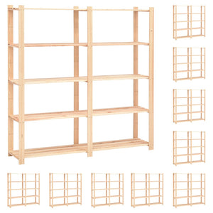 vidaXL Storage Racks 5 Shelves 10 pcs 170x38x170cm Solid Pine Wood 500kg