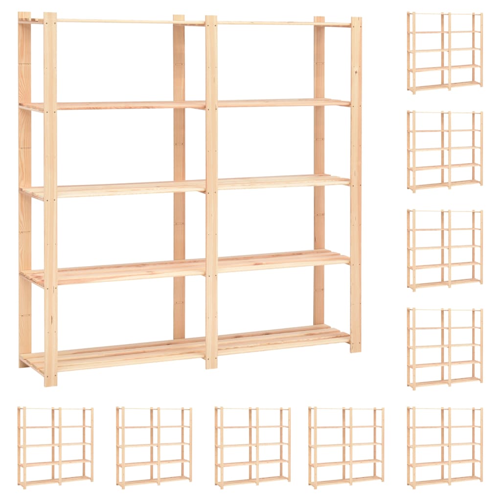 vidaXL Storage Racks 5 Shelves 10 pcs 170x38x170cm Solid Pine Wood 500kg