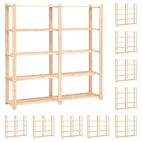 vidaXL Storage Racks 5 Shelves 10 pcs 170x38x170cm Solid Pine Wood 500kg