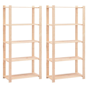 vidaXL Shelves 5 Tiers 2 pcs 80x38x170 cm Solid Pine Wood 250 kg