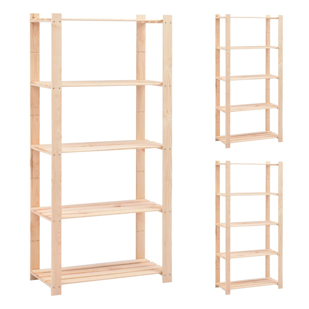 vidaXL Storage Shelves 5 Tiers 3 pcs 80x38x170cm Solid Pine Wood 250kg