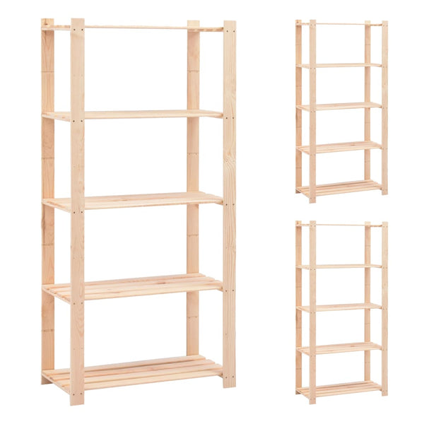 vidaXL Storage Shelves 5 Tiers 3 pcs 80x38x170cm Solid Pine Wood 250kg