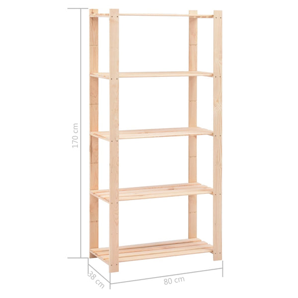 vidaXL Storage Shelves 5 Tiers 3 pcs 80x38x170cm Solid Pine Wood 250kg