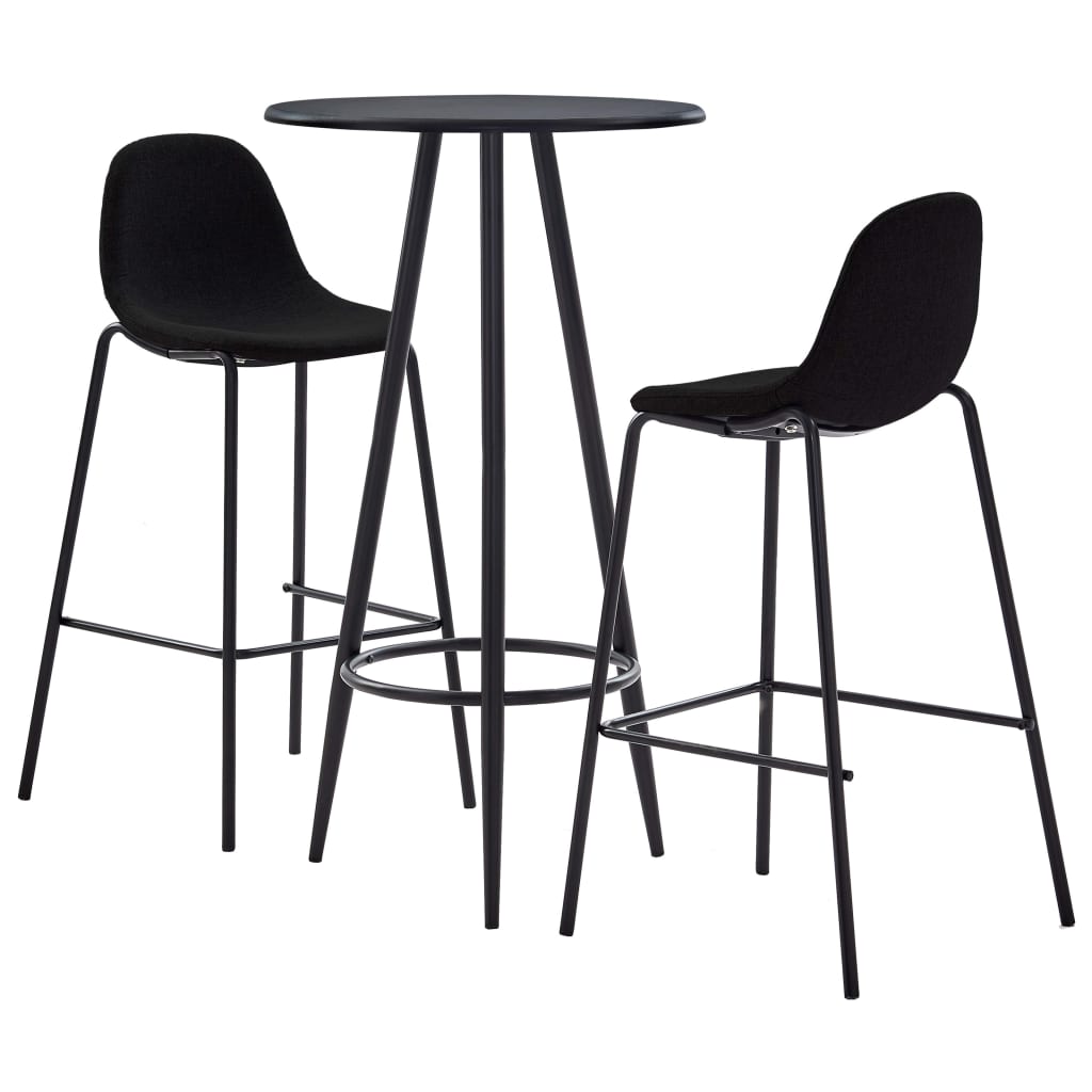 vidaXL 3-Piece Bar Set Fabric Black