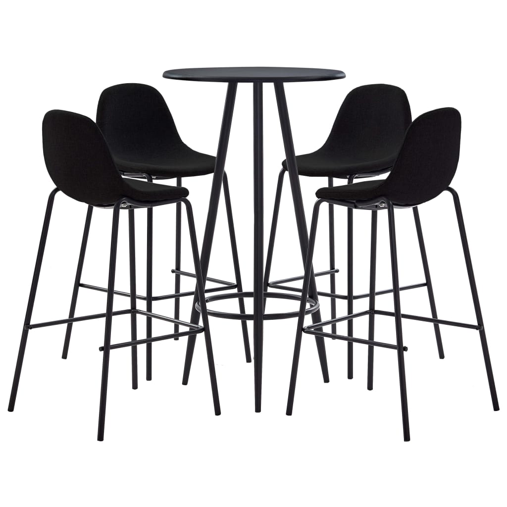 vidaXL 5-piece Bar Set Fabric Black