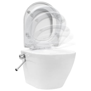 vidaXL Rimless Wall-Mounted Toilet with Bidet Function Ceramic White