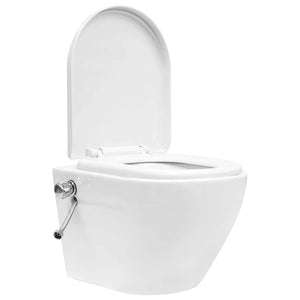 vidaXL Rimless Wall-Mounted Toilet with Bidet Function Ceramic White